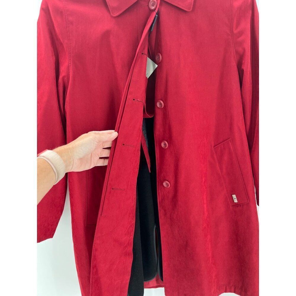 London Fog Rain Coat Womens Medium Petite MP Button Red Water Repellent - Picture 5 of 15